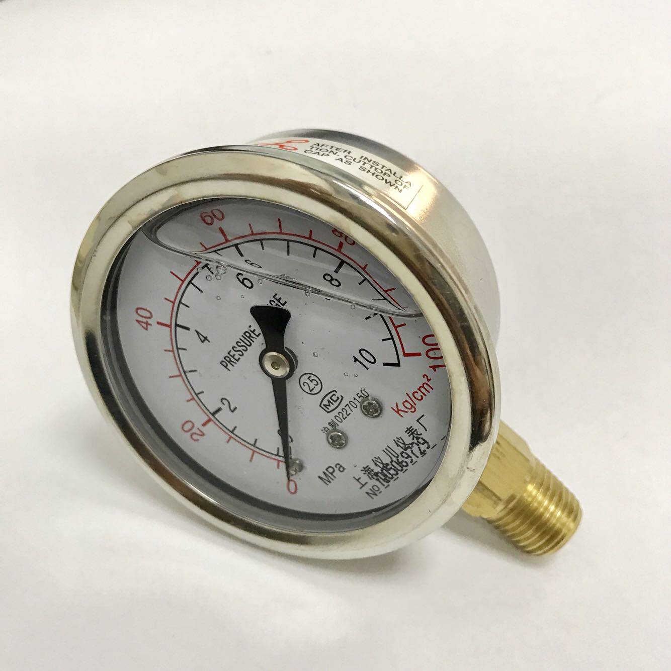 压力表10mpa100kgcm2注油直径6068mm耐震yn60径向压力表