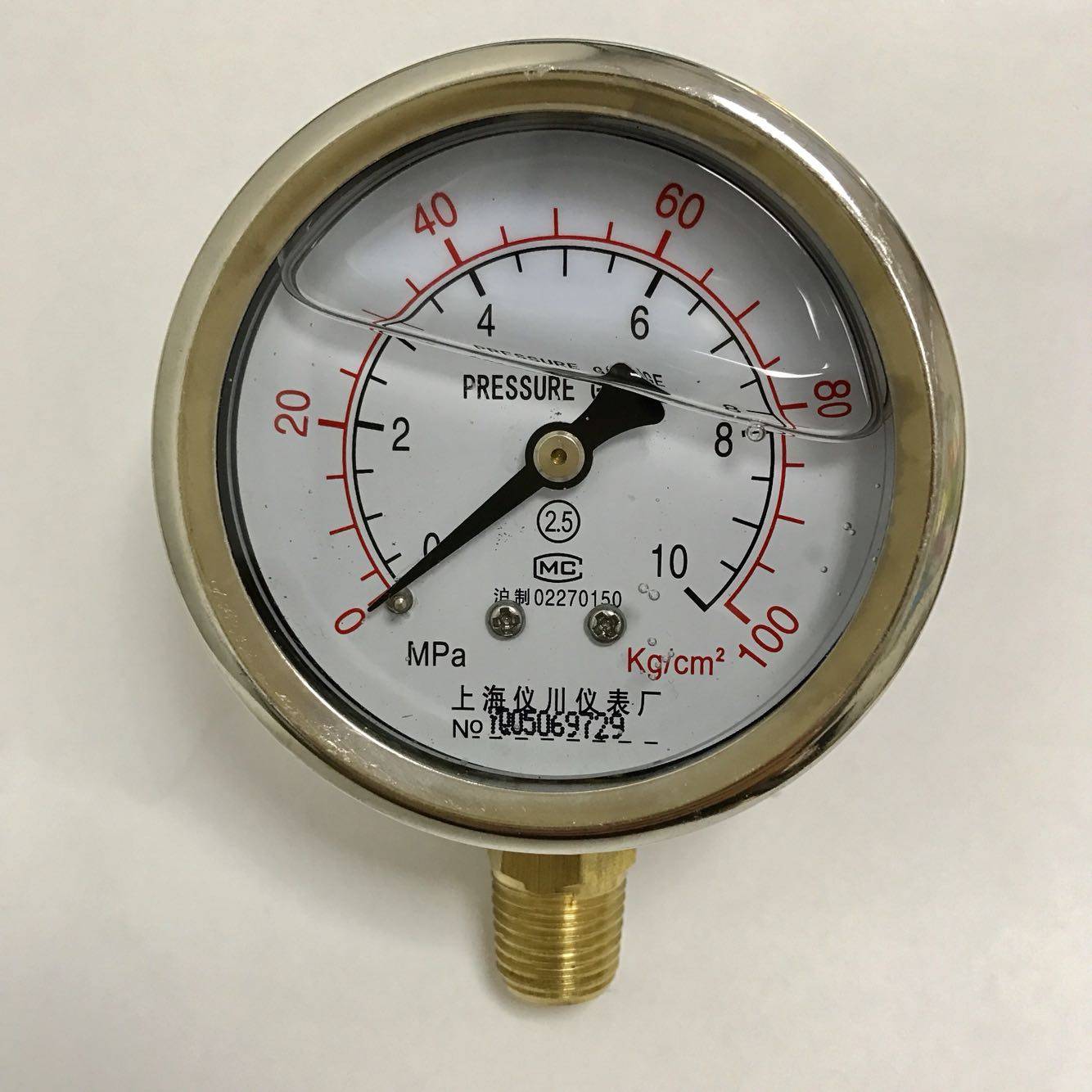 压力表10mpa100kgcm2注油直径6068mm耐震yn60径向压力表