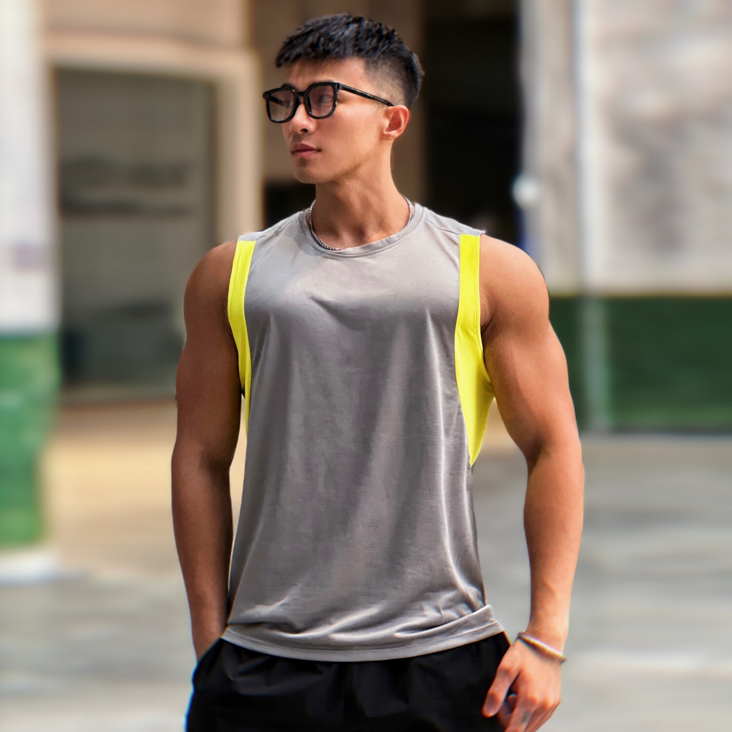 夏季百搭美式健身运动速干无袖坎肩背心训练背心