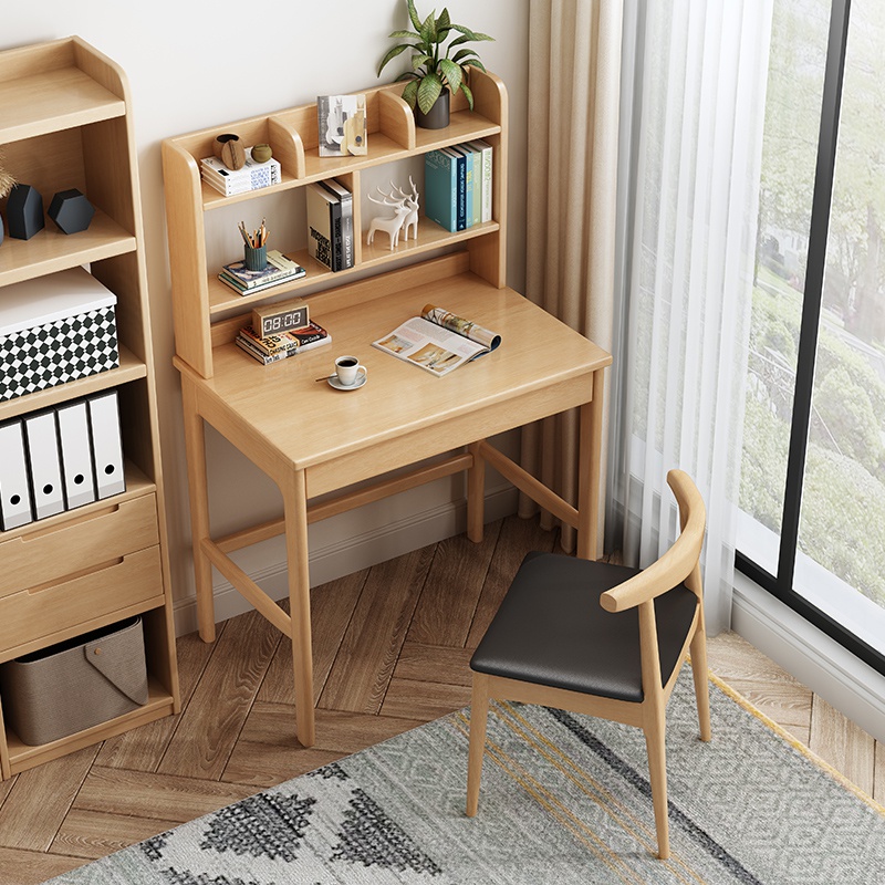 实木电脑书桌一体桌小户型家用卧室儿童学习课桌椅简约办公桌60cm