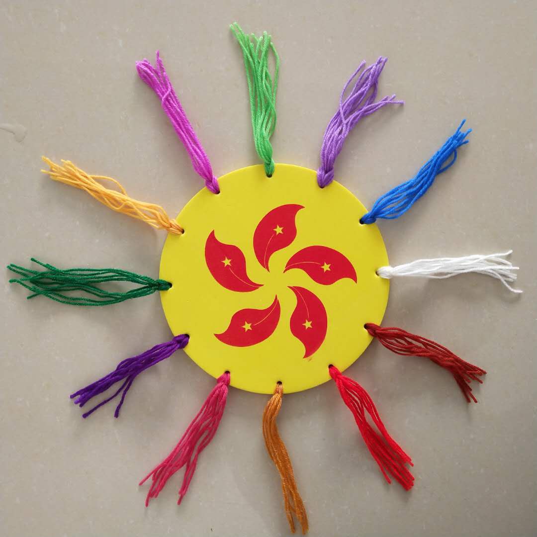 热卖手工手工制制作儿童毛线泡沫飞盘飞碟幼儿园飞盘