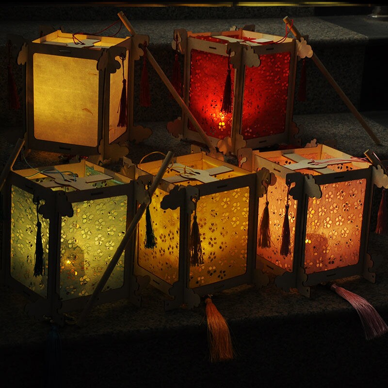 灯笼儿童中秋节仿古宫灯diy手工手提发光四角灯笼