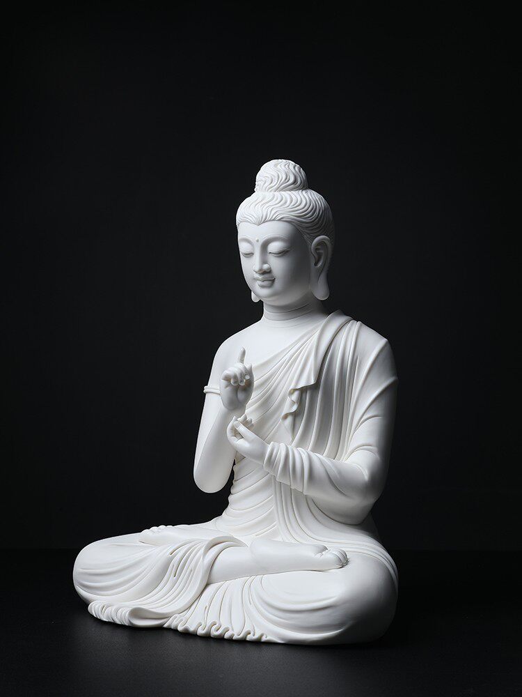 陶瓷林建平佛像白瓷德化建平摆件如p释迦牟尼说法摆件