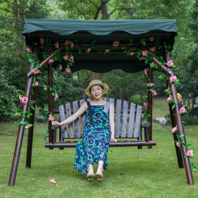 秋千户外摇篮碳化实木吊椅庭院阳台摇摇摇椅户外秋千