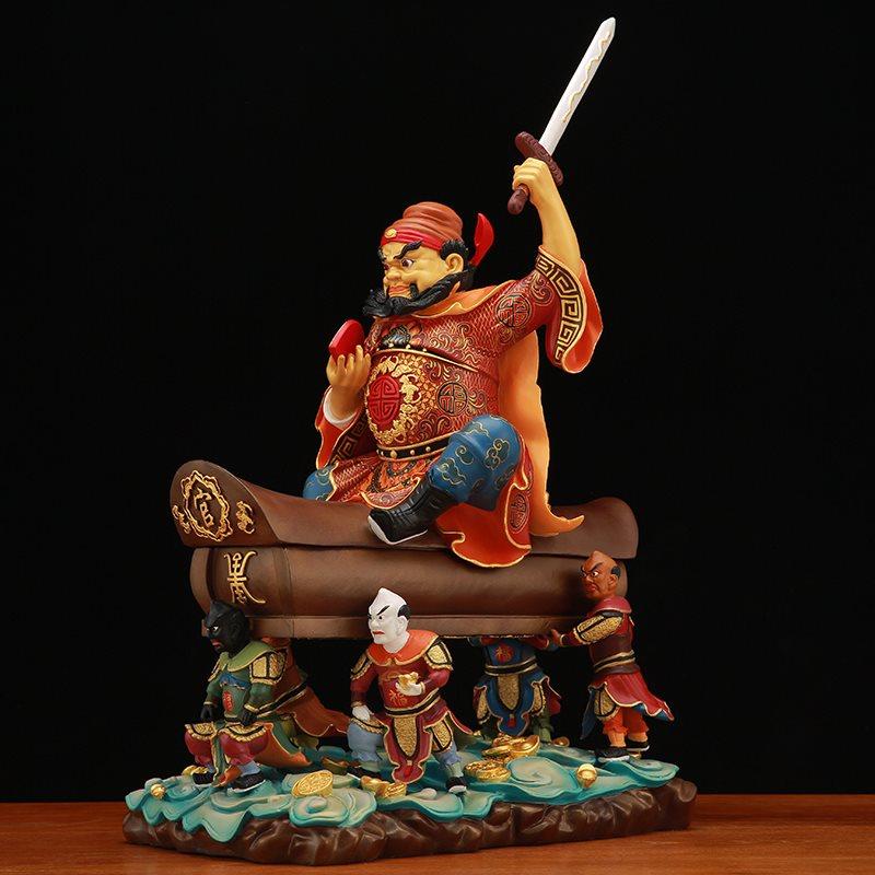 纯铜鎏金五鬼抬棺神像天师钟馗赐福镇宅圣君镇摆件