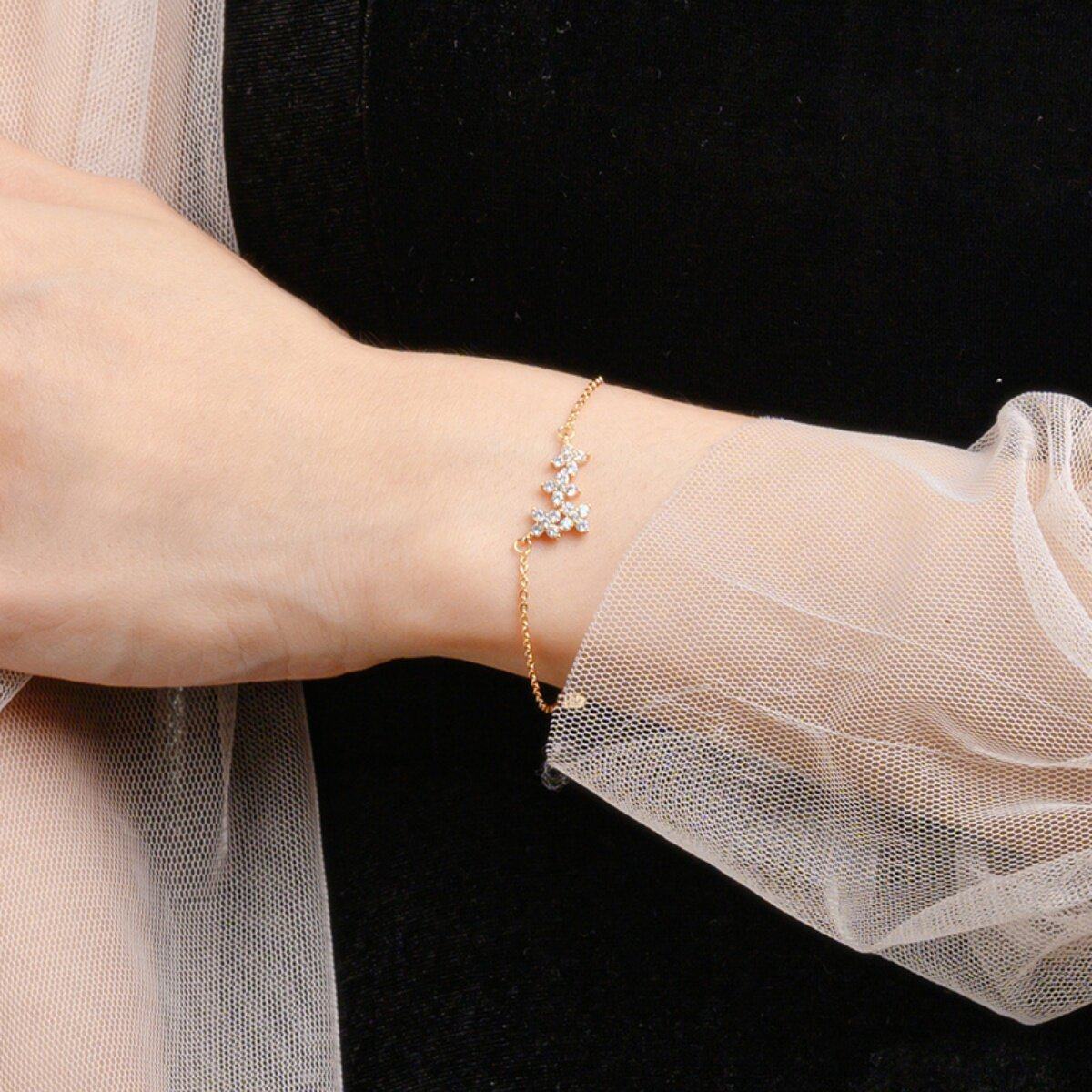 新加坡chomel手链手环女银镶钻四星小众设计轻奢ins冷淡风饰品