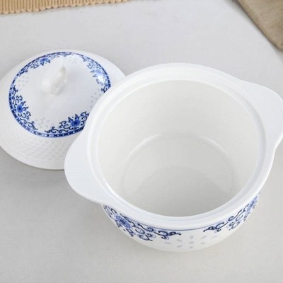 带盖双耳陶瓷汤碗家用炖盅微波炉碗大碗汤盆简约中式带盖汤盅