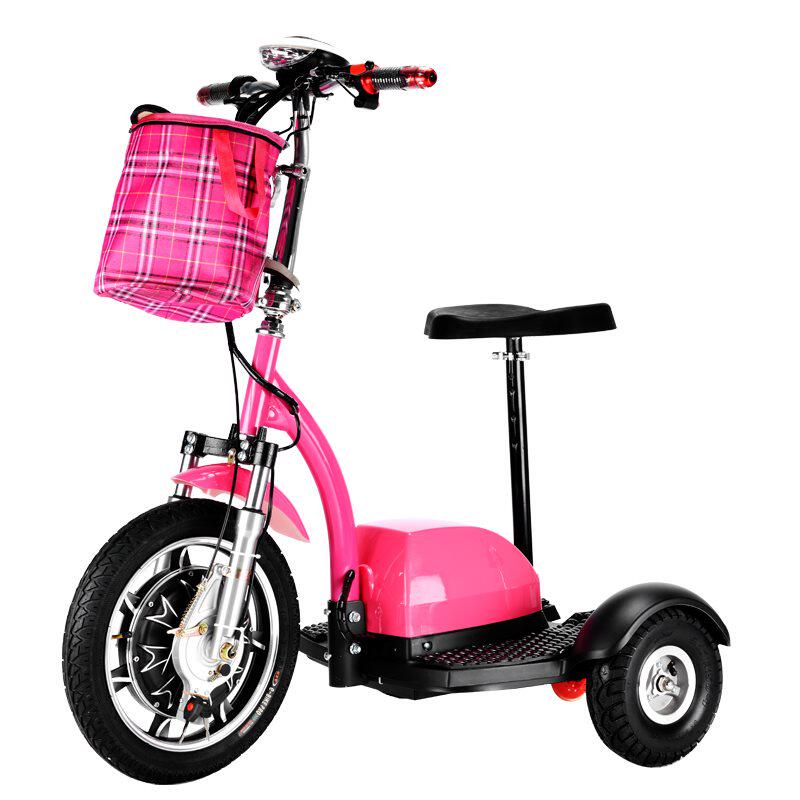 迷你电动轻便4e8v折叠老人三轮车代步车站站立电动滑板车