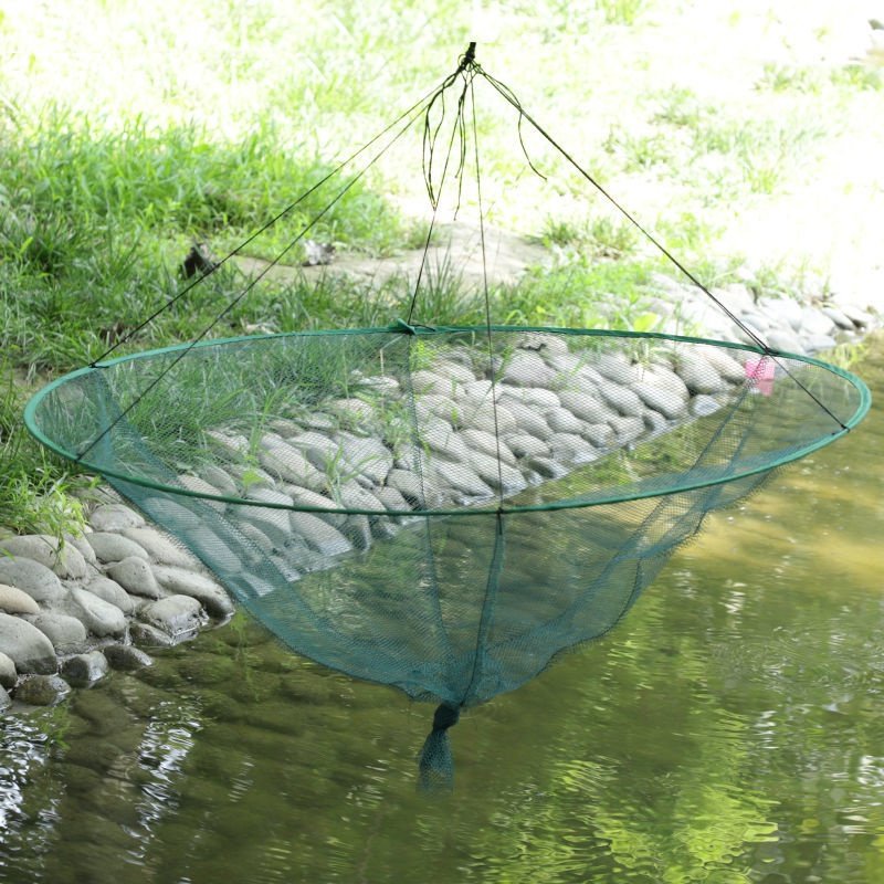 圆形开放式抽拉折叠搬网捕鱼笼渔网捕鱼网浮网鱼网