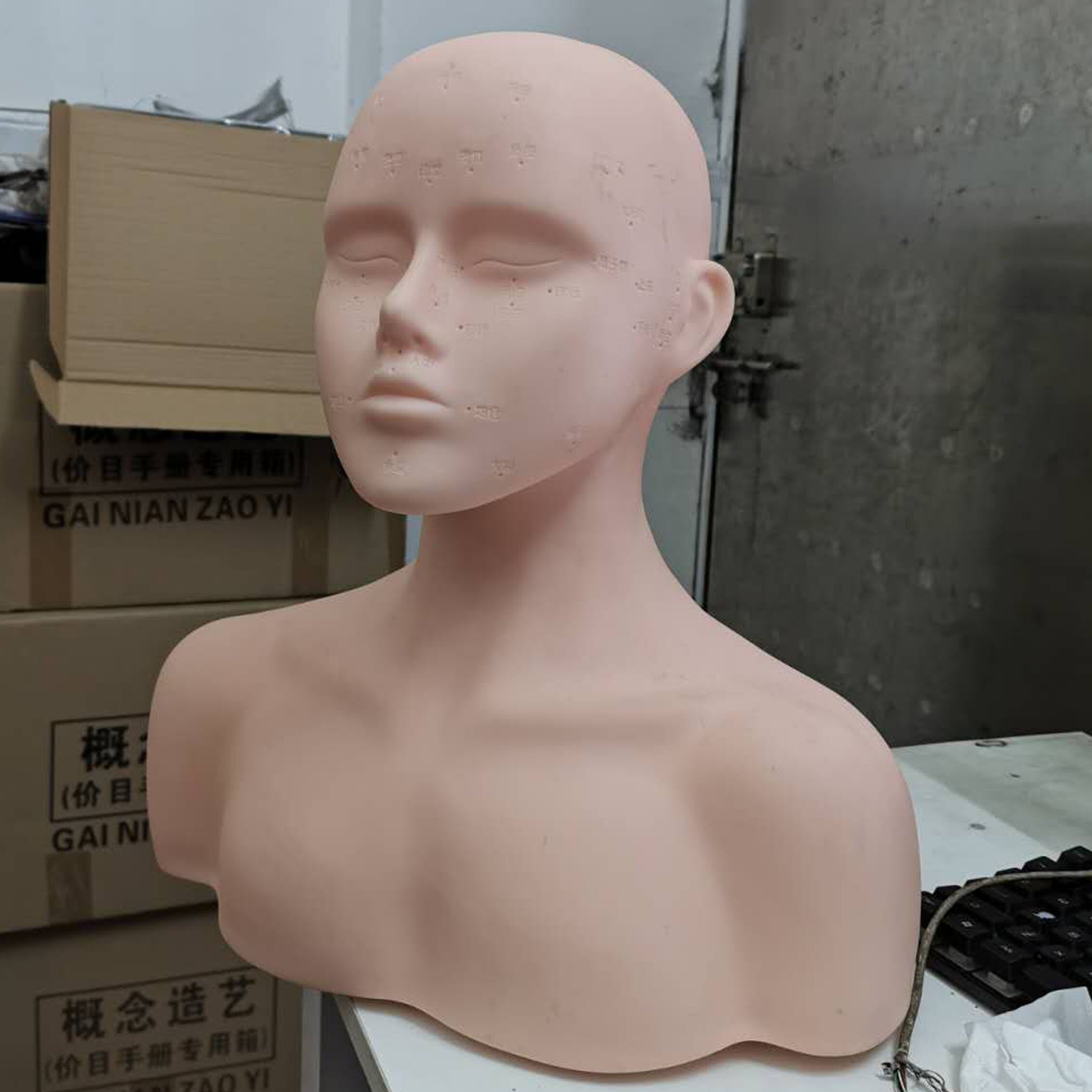 美容皮肤头模练习按摩穴位刻字假人洗脸模特其它假发