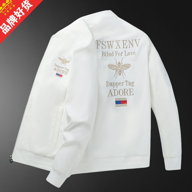 欧洲站小蜜蜂刺绣外套酷奇男装欧货潮流韩版高端休闲春季夹克潮牌