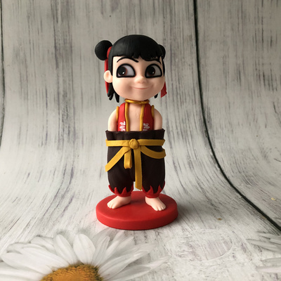 软陶泥人面塑摆件民间网红哪吒敖丙特色传统摆件