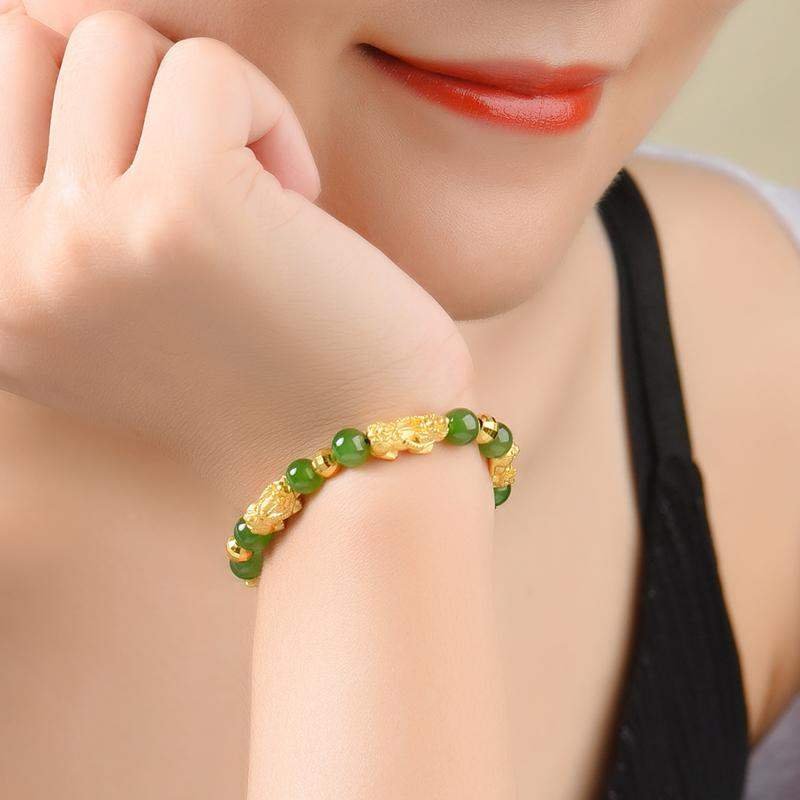 黄金貔貅手链女和田碧玉999足金貔恘转运珠小金珠手串 - 詹晚商贸城的