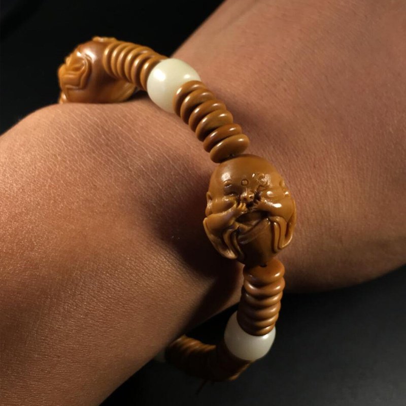 橄榄三不忘忧核手串核雕老油胡三不童子手串手链手链