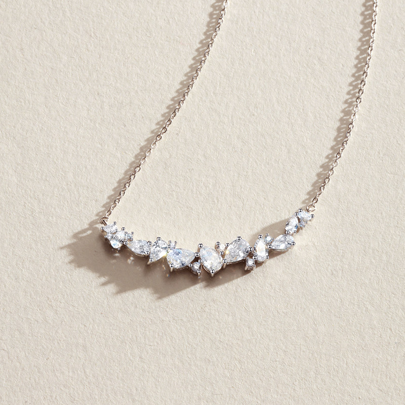 fanci范琦银饰紫藤花系列紫藤微笑项链高级银锆项链