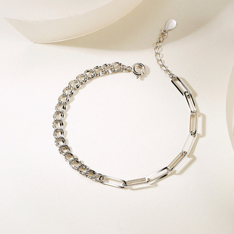 fanci范琦银饰拼接纯银环扣手链女款小众时尚手链