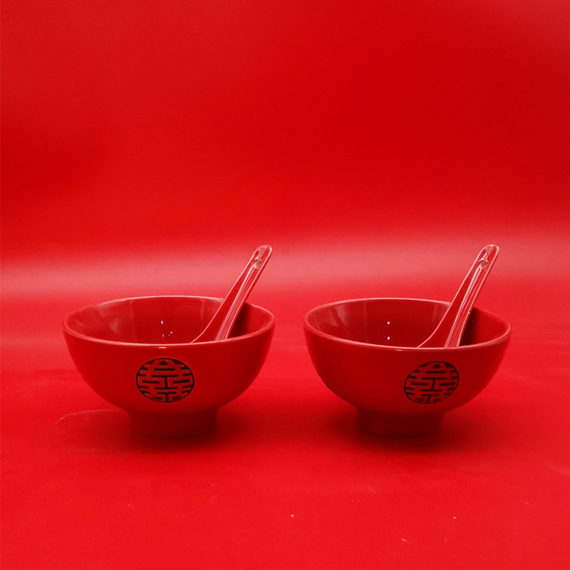 红r碗闰月外甥红碗家用红筷子红碗红色礼品碗套装一对礼盒装红餐