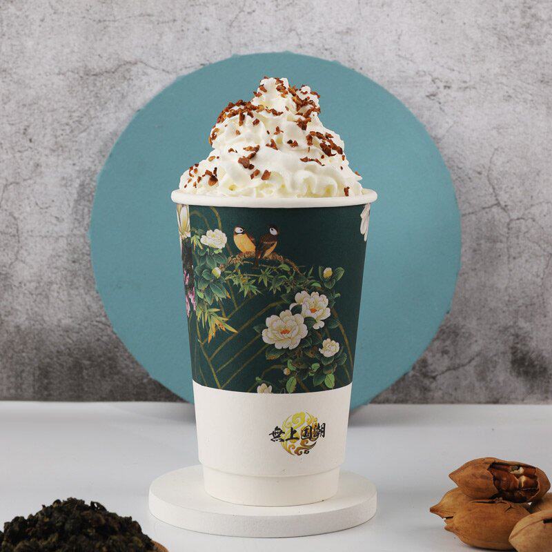 茶颜悦色无上国潮复古古风中空500ml鲜奶奶茶纸杯