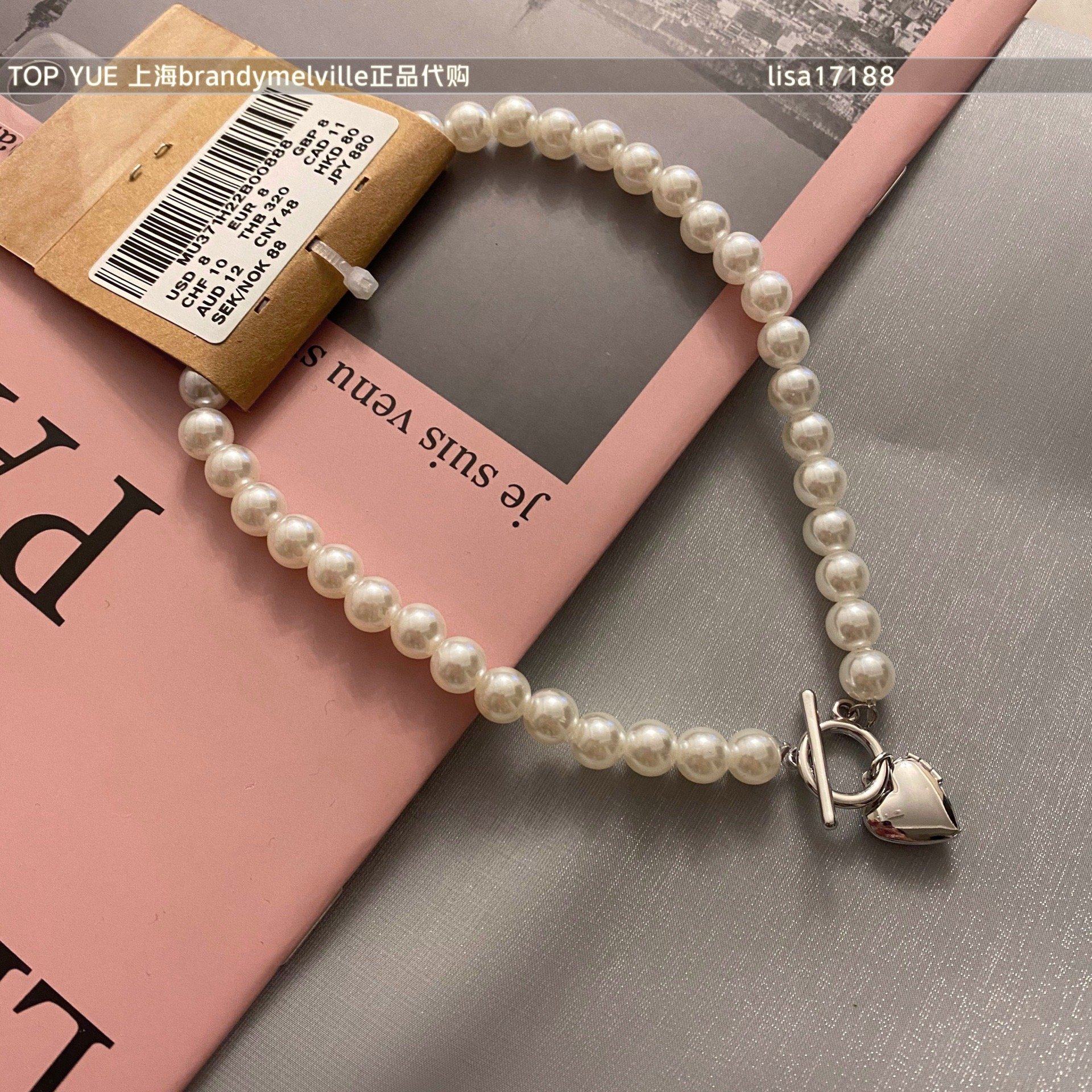 brandymelville珍珠吊坠造型项链锁骨金色银色爆款不退项链