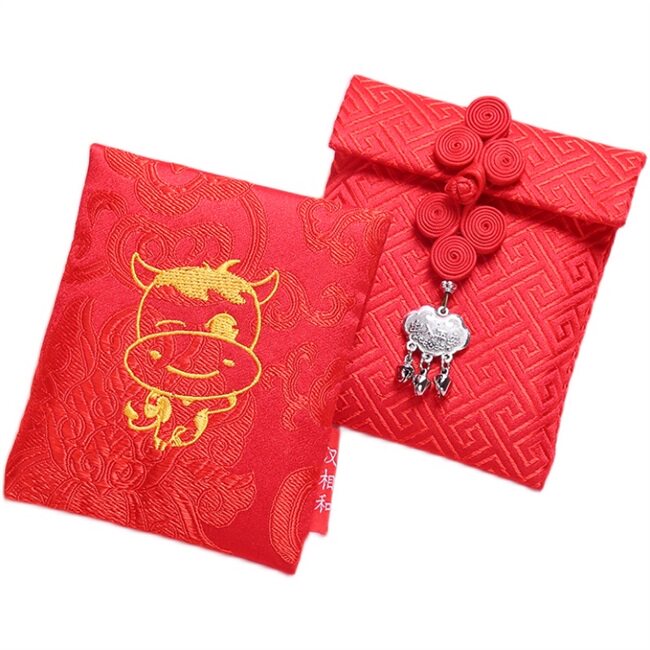 定制2021压岁红包牛年新年中式刺绣名字卡通利是封包春节儿童布艺