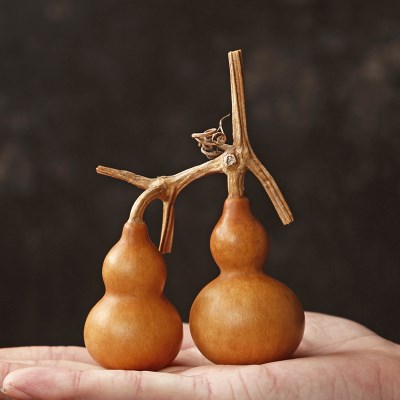 天然连体葫芦龙头摆件文玩手捻把玩挂件风水葫芦