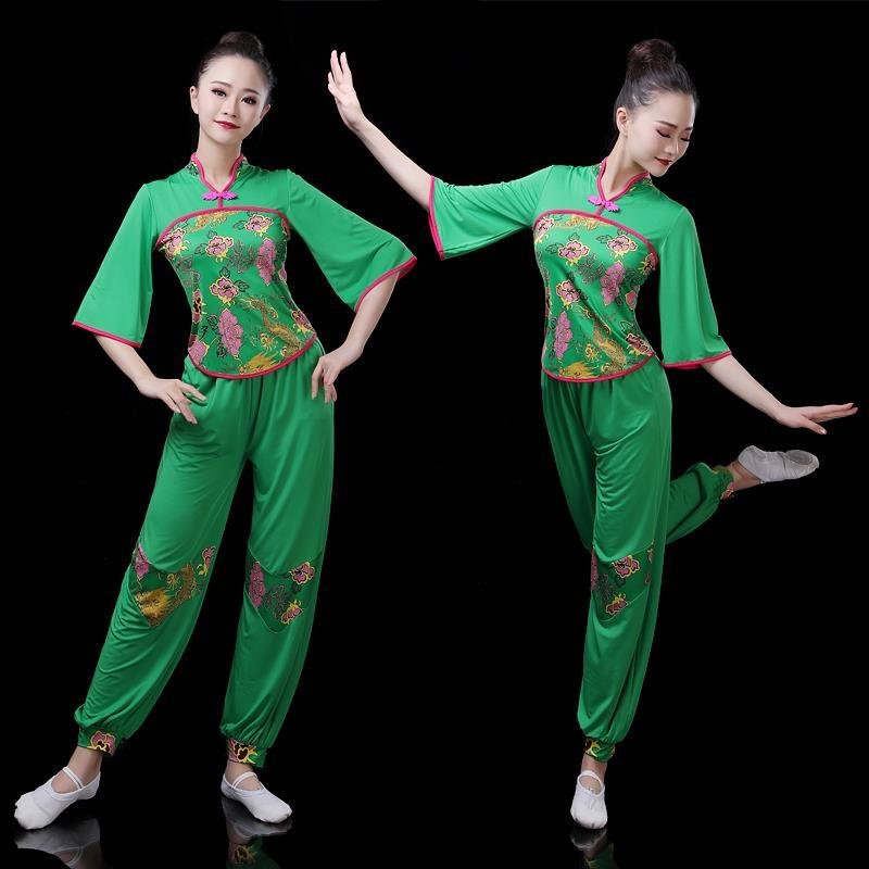 高档广场舞2021新款套装秧歌腰鼓鼓舞服装成人民族服装