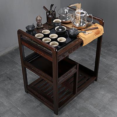 檀木茶车带轮可移动茶台茶桌茶具茶道套装全自动茶盘