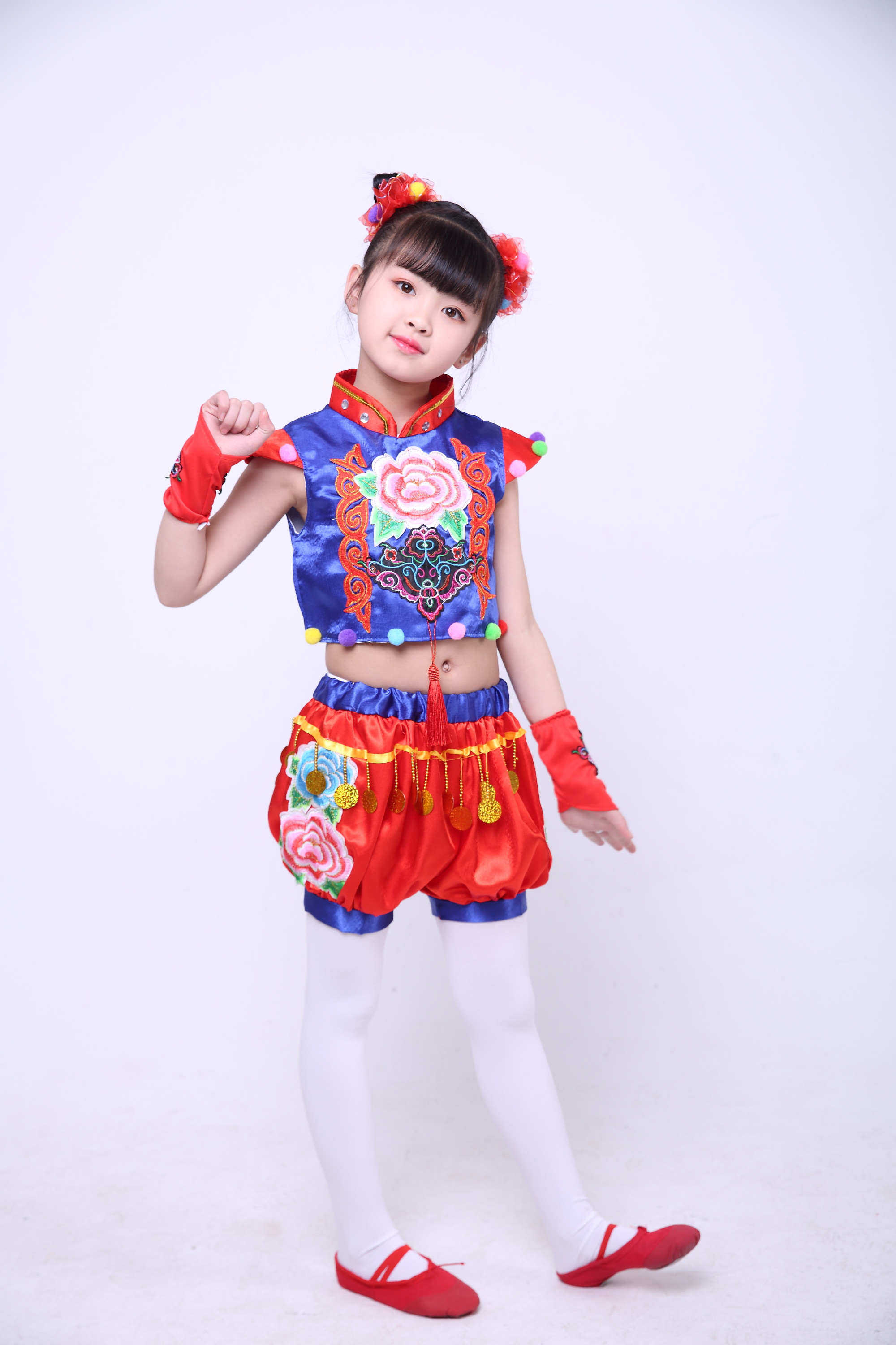 儿童六一喜庆演出服民族民族舞舞蹈采梦娃中国灯笼裤儿童演出服