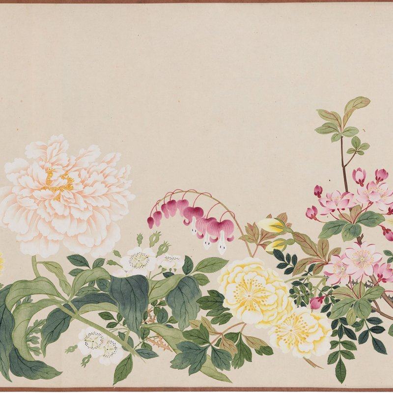 清钱维真迹酒店复制清微高清微花卉国画横幅古代国画