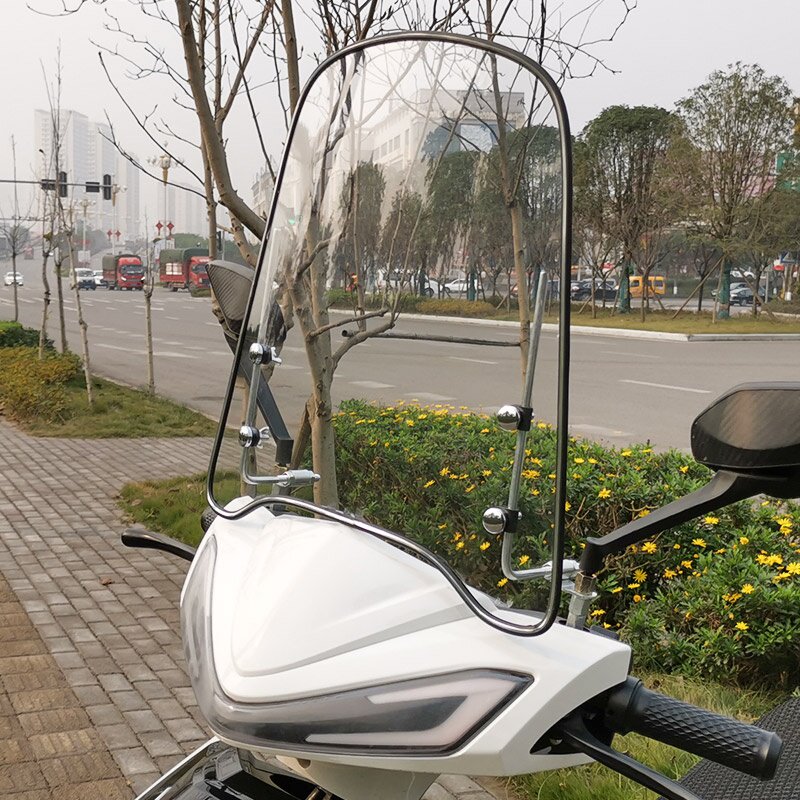 电动车挡风板通用高清加高透明pc改装加厚踏板摩托车前挡风
