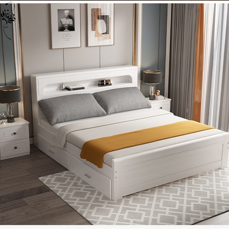 2020年新款少女轻奢床意式极简床头带出租房经济型实木床