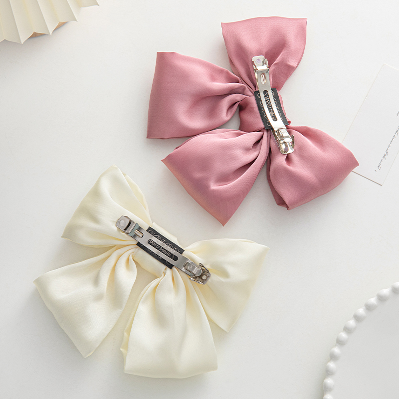 蝴蝶结头饰发夹女夏后脑勺红色发卡夏季仙气弹簧发饰