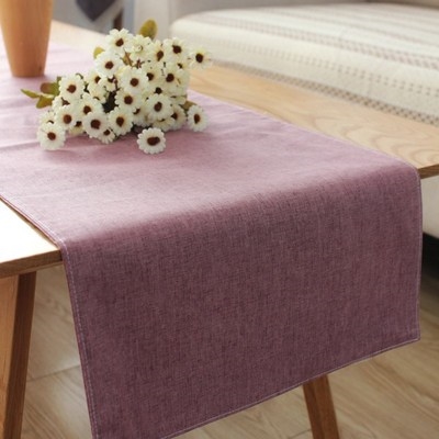 简约桌布桌意素色长条中式桌巾茶新纯色旗麻桌旗