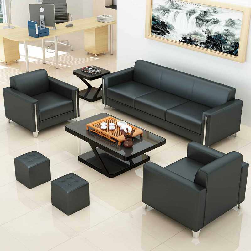 办公沙发茶几组合简约现代会客室接待商务新款三人位