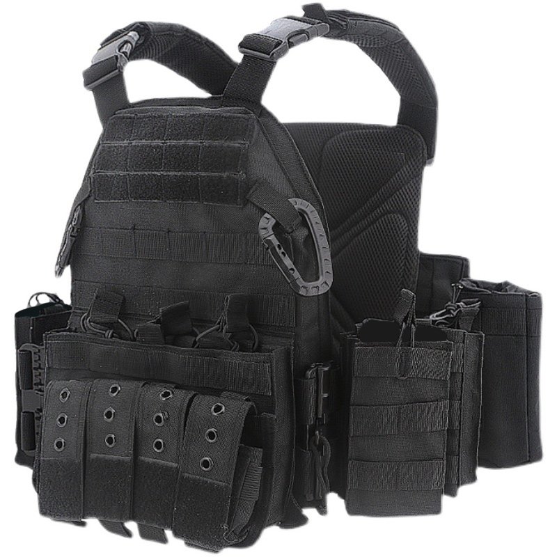 快拆快脱多功能防弹衣战术背心马甲防刺训练黑色战术背心