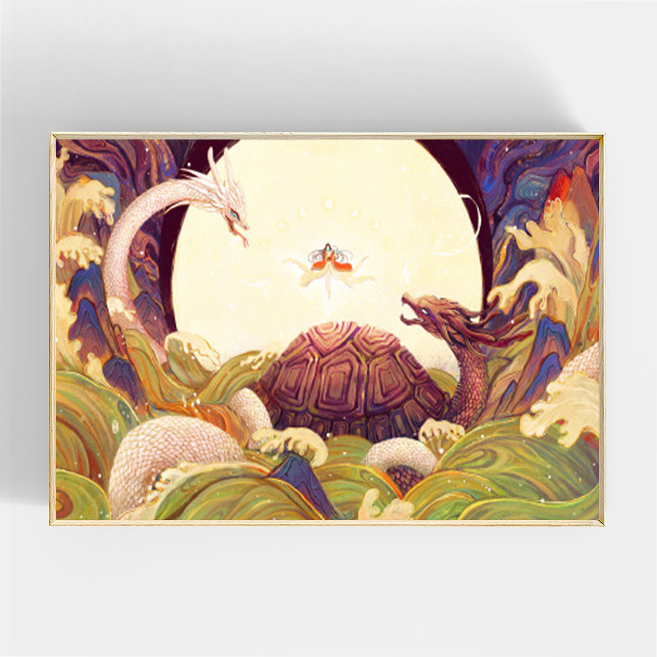 diy数字油画古风国风手绘插画装饰画填色丙烯创意diy