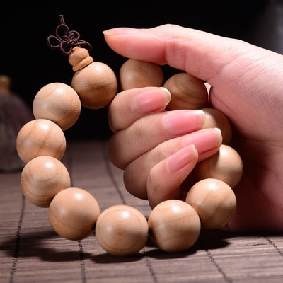 天猫肥城真桃木手串佛珠原木男款手链