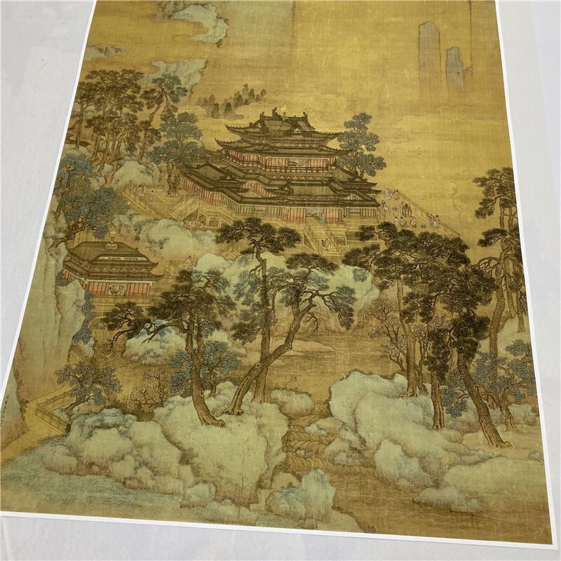 清徐蓬莱仙境98.5x170厘米青绿山水意境装饰画微喷国画