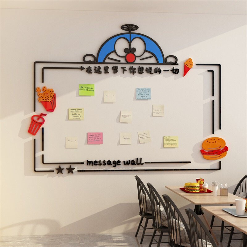 网红留言板心愿互动打卡m汉堡店墙面装饰品奶茶炸鸡厅创意背景餐
