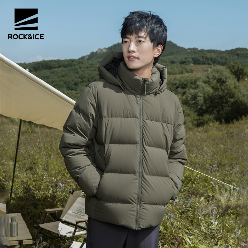 rockice羽绒服新款户外防风保暖短款外套登山山连羽绒衣