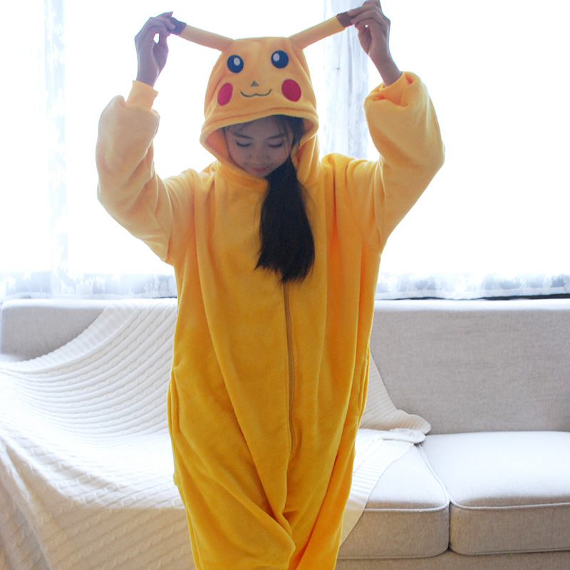 秋冬t皮卡丘成人动物连体睡衣卡通可爱男女情侣学生法兰绒加厚版