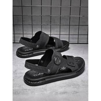 Yierkan dad sandals ຫນັງແທ້ຂອງຜູ້ຊາຍ 2024 ລະດູຮ້ອນໃຫມ່ນອກໃສ່ການຂັບລົດກິລາ leisure ດິນຊາຍຕ້ານການມີກິ່ນບໍ່ໄດ້ເລື່ອນ