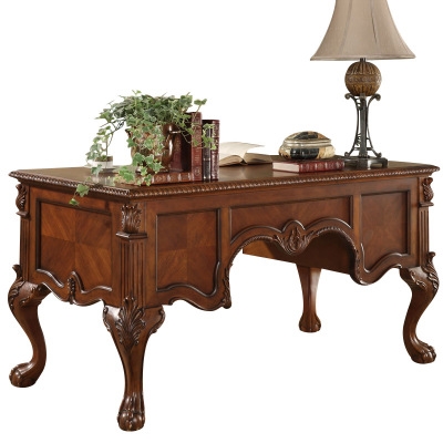 美式大书书桌实木雕刻班台老板欧式乡村复古书桌