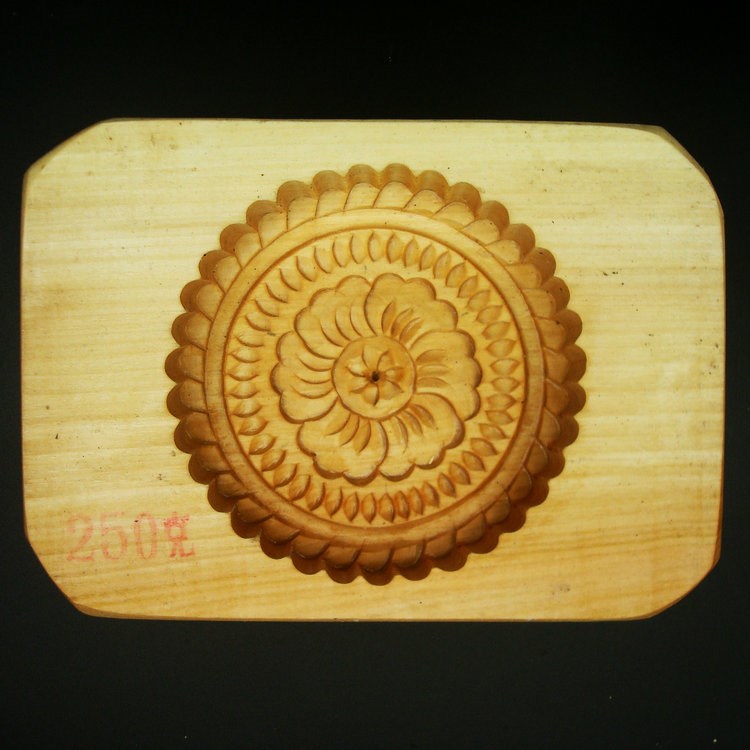 月饼模具250克吉祥吉祥花花纹木质山西传统模子烘焙模具