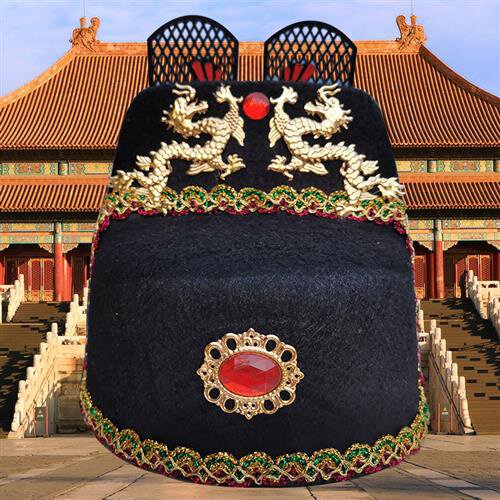 汉朝演出古装顶冠平顶圣像配饰唐龙天子大汉帽子