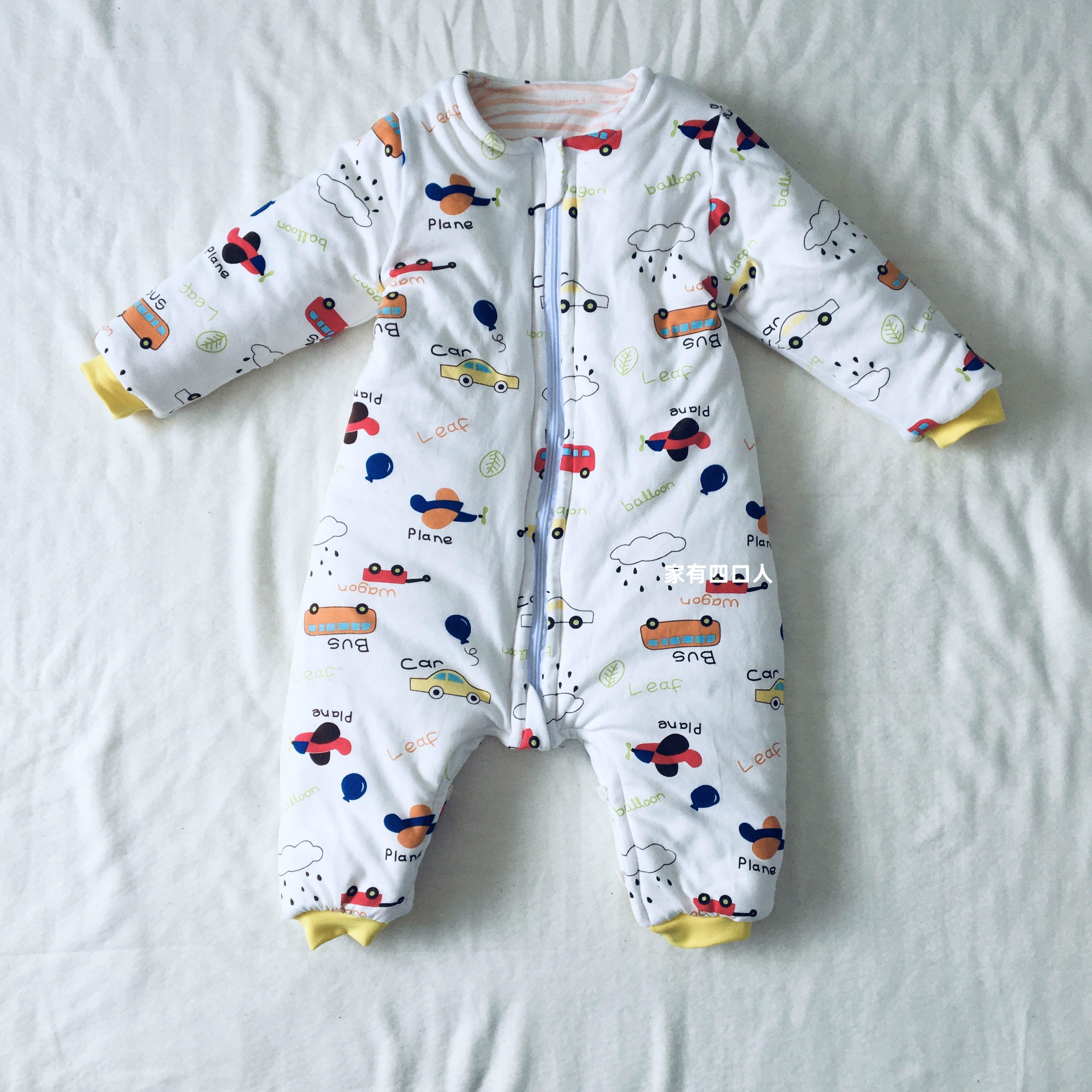 婴儿防踢儿童肚子腿薄款棉花纽扣手工连体纯棉睡袋