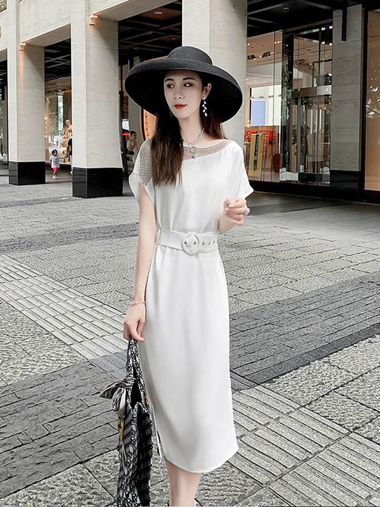 白色连衣裙2021年夏季新款女装名媛女神范气质轻熟风chic夏天裙子