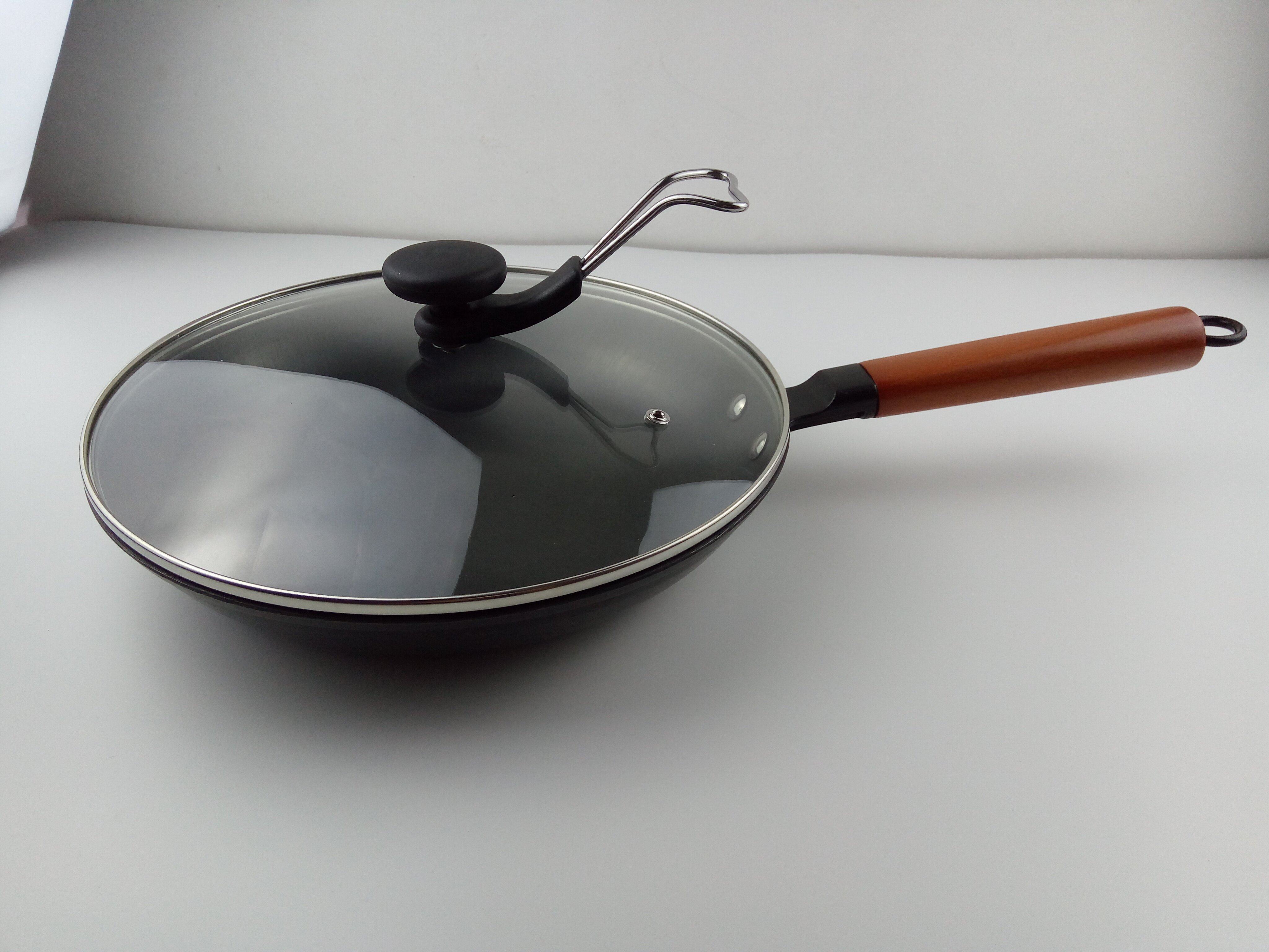 铁锅陆川生铁涂层平底煎锅不锈不易粘锅铸铁煎锅