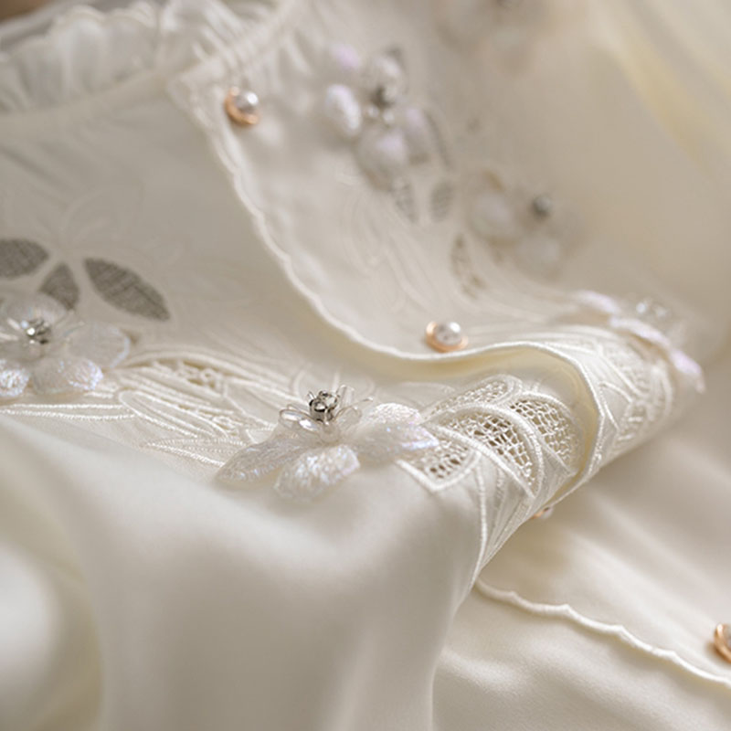 欧货欧洲站2022早春新款手工镂空刺绣花朵衬衫女小众设计感高级感