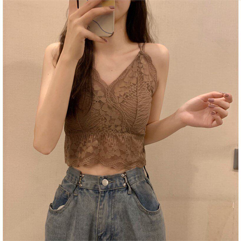 蕾丝钩花吊带美背网红爆款小背心修身上衣内搭性感色女短款可外穿